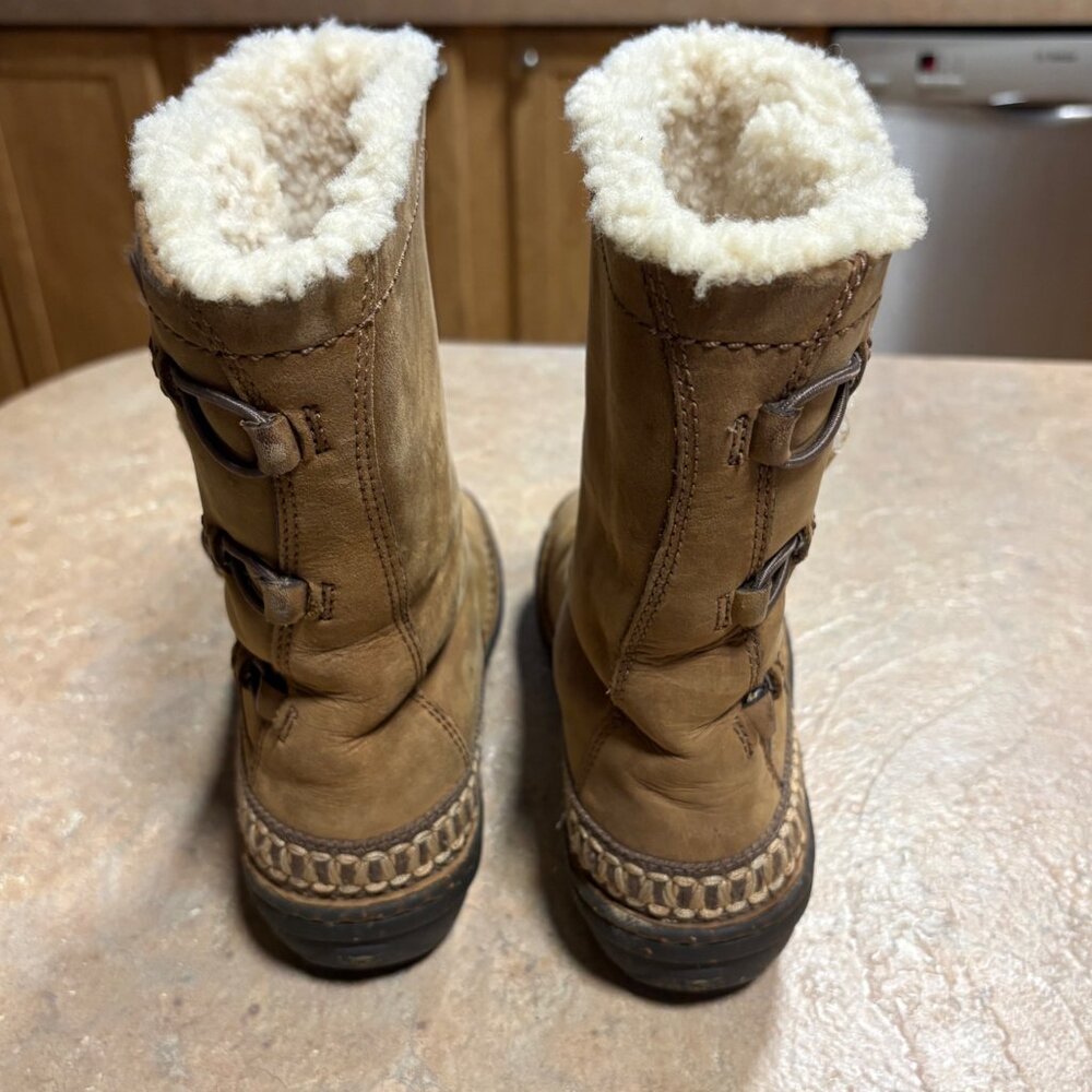 UGG Australia Kona Chestnut Suede Leather Boots W/ Shearling Toggle Close 6 - Picture 4 of 13